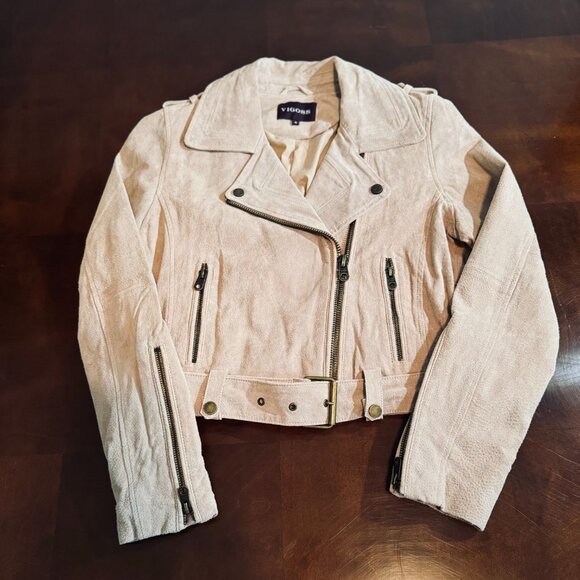 Luxurious VIGOSS - Beige Leather Jacket - Women's Small - NWOT's - Picture 11 of 11